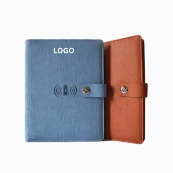 Hardcover Diary Notebook Leather Journal Wireless Charging Agenda Notebook
