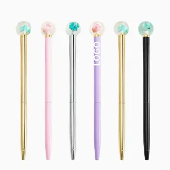 Dry Flower Gift Metal Ball Pen for Children