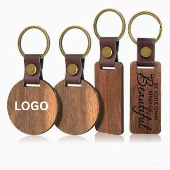 Custom Shape Plain Accessories Engraving Logo Wooden Keyring