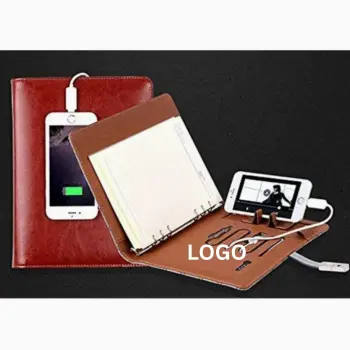 Luxury Gift Business Notebook Leather Diary with Power Bank &USB